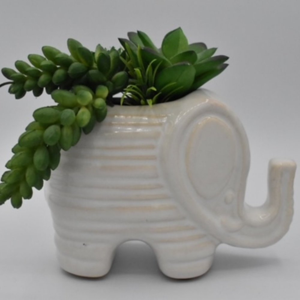 Ceramic Elephant Faux Planter